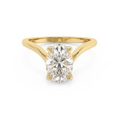 Emerald Solitaire Lab Grown Diamond Engagement Ring