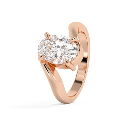Emerald Solitaire Lab Grown Diamond Engagement Ring