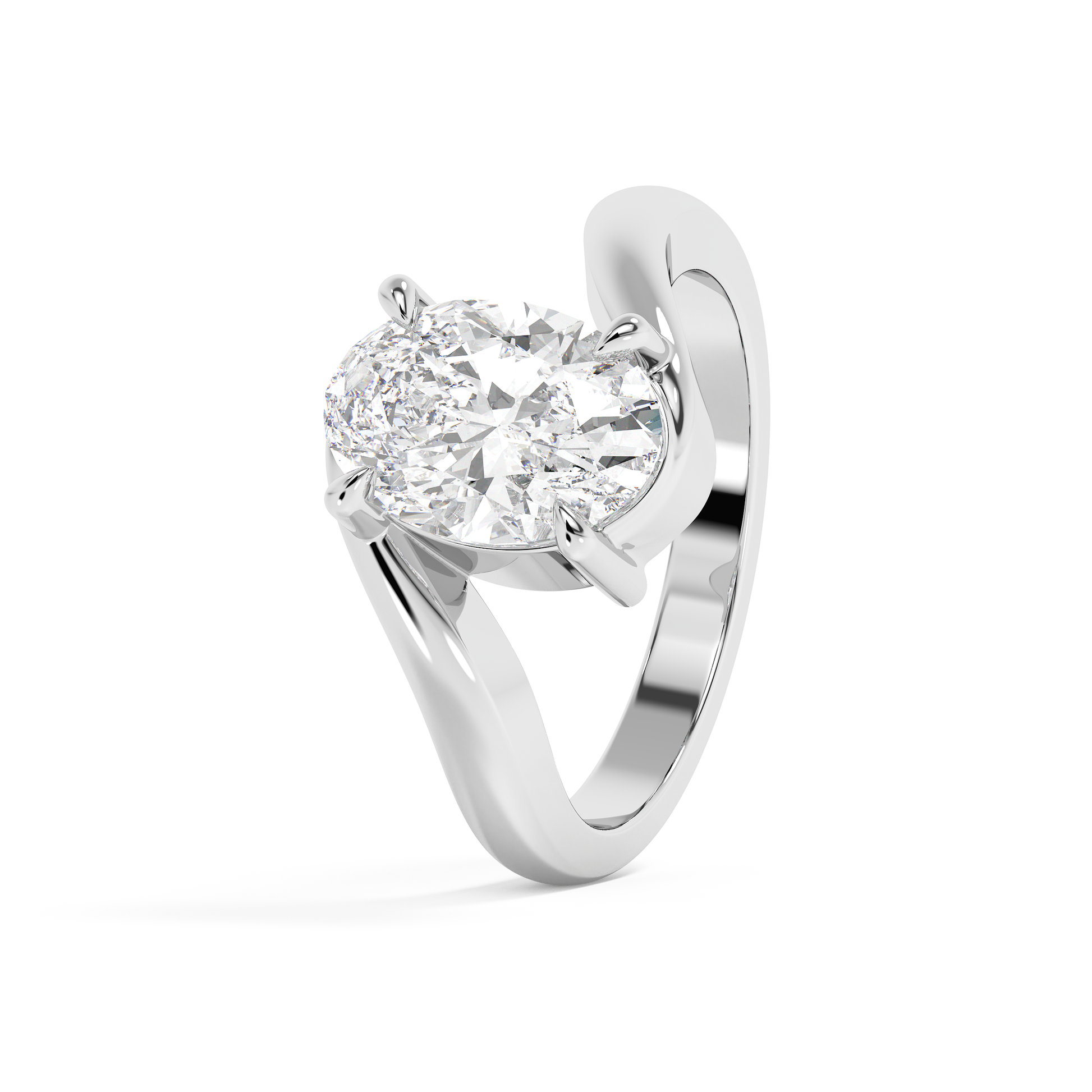 Emerald Solitaire Lab Grown Diamond Engagement Ring