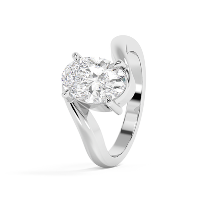 Emerald Solitaire Lab Grown Diamond Engagement Ring