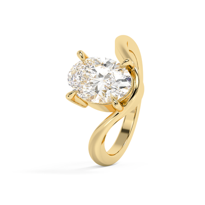 Emerald Solitaire Lab Grown Diamond Engagement Ring