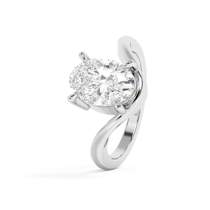Emerald Solitaire Lab Grown Diamond Engagement Ring
