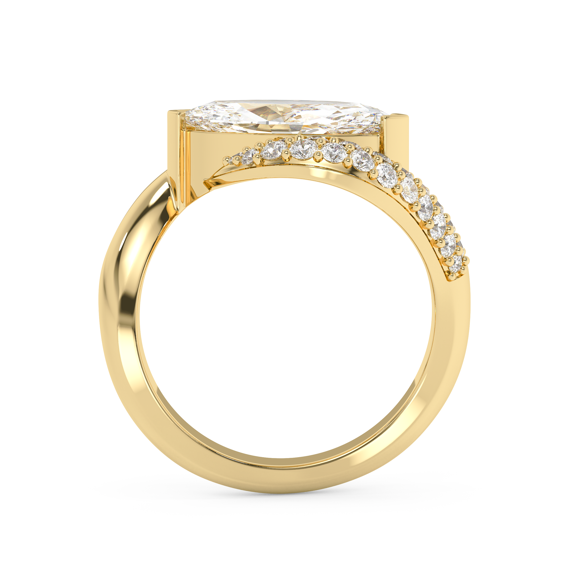 Emerald Solitaire Lab Grown Diamond Engagement Ring