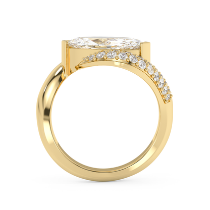 Emerald Solitaire Lab Grown Diamond Engagement Ring
