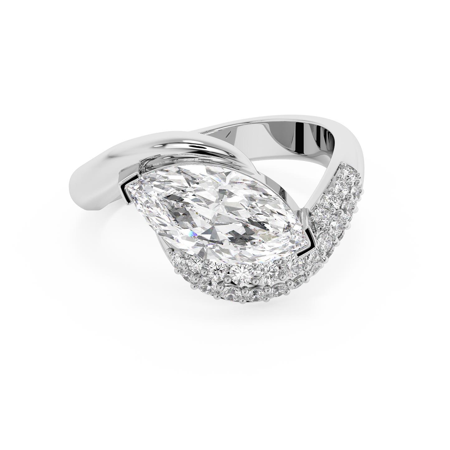 Emerald Solitaire Lab Grown Diamond Engagement Ring