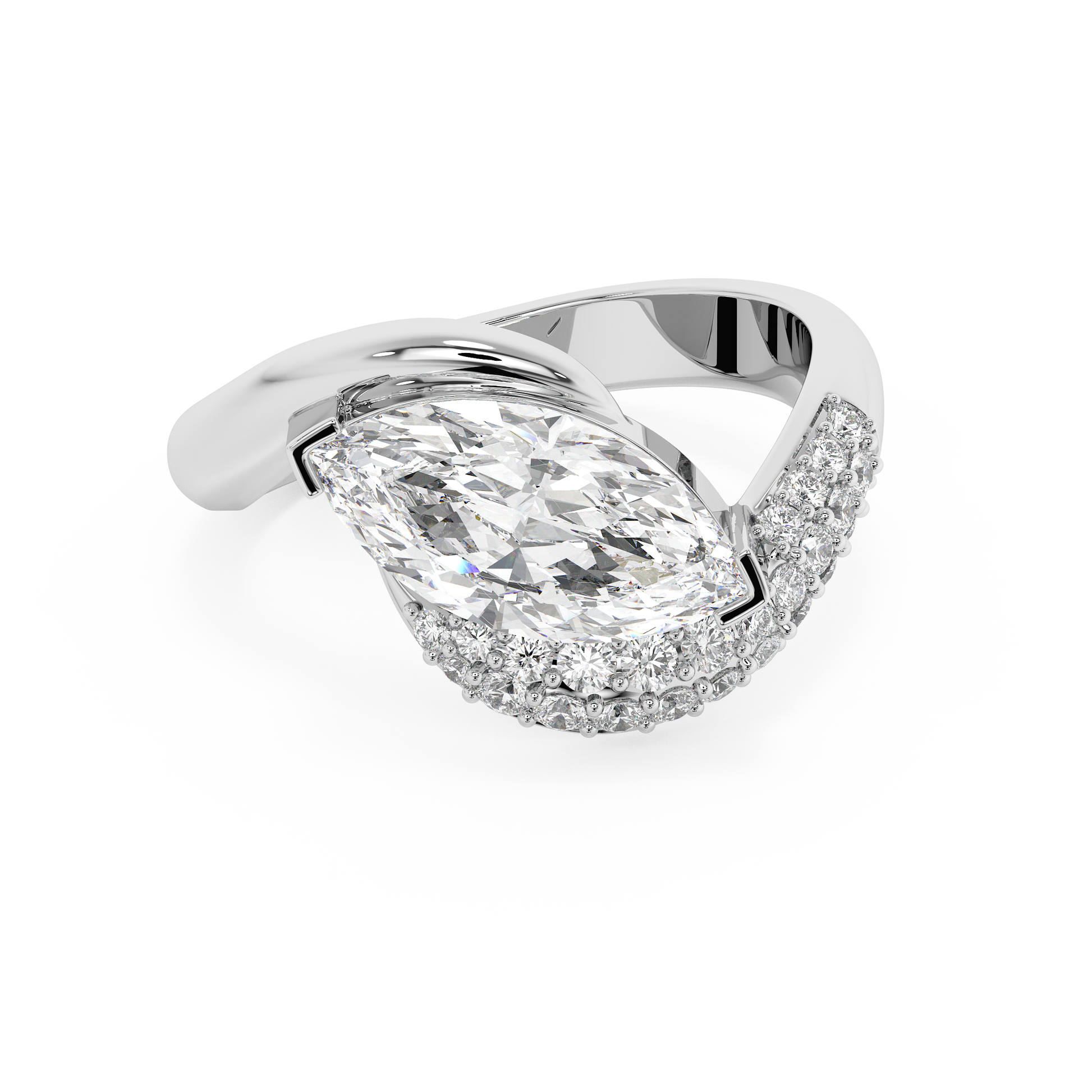 Emerald Solitaire Lab Grown Diamond Engagement Ring