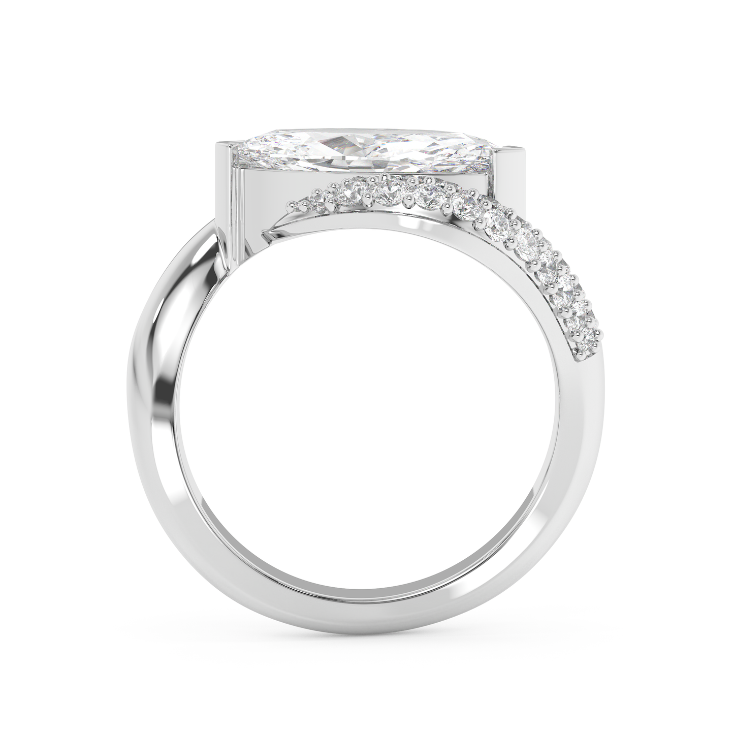 Emerald Solitaire Lab Grown Diamond Engagement Ring