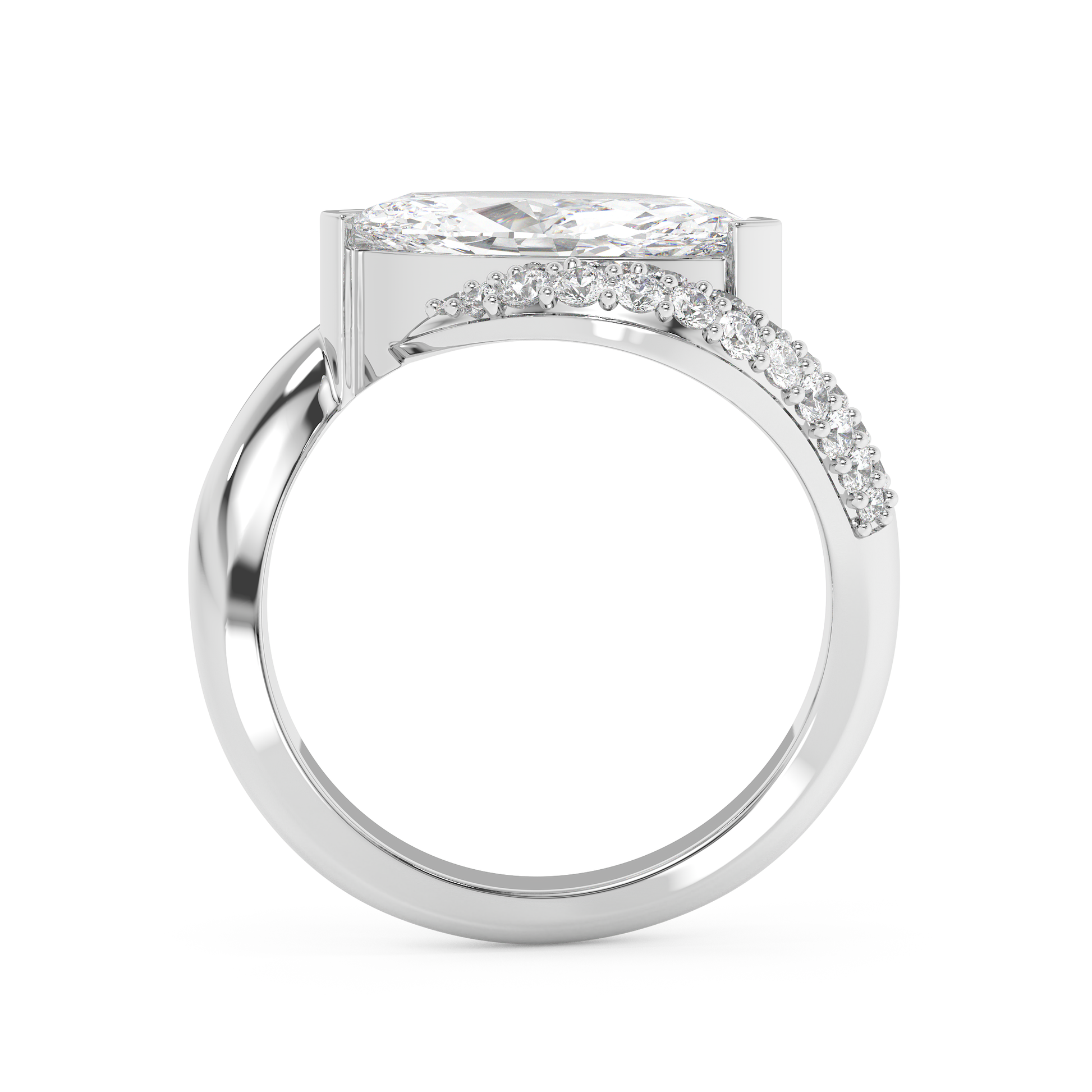 Emerald Solitaire Lab Grown Diamond Engagement Ring