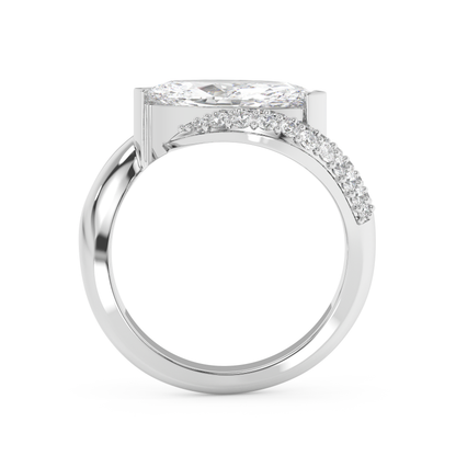 Emerald Solitaire Lab Grown Diamond Engagement Ring