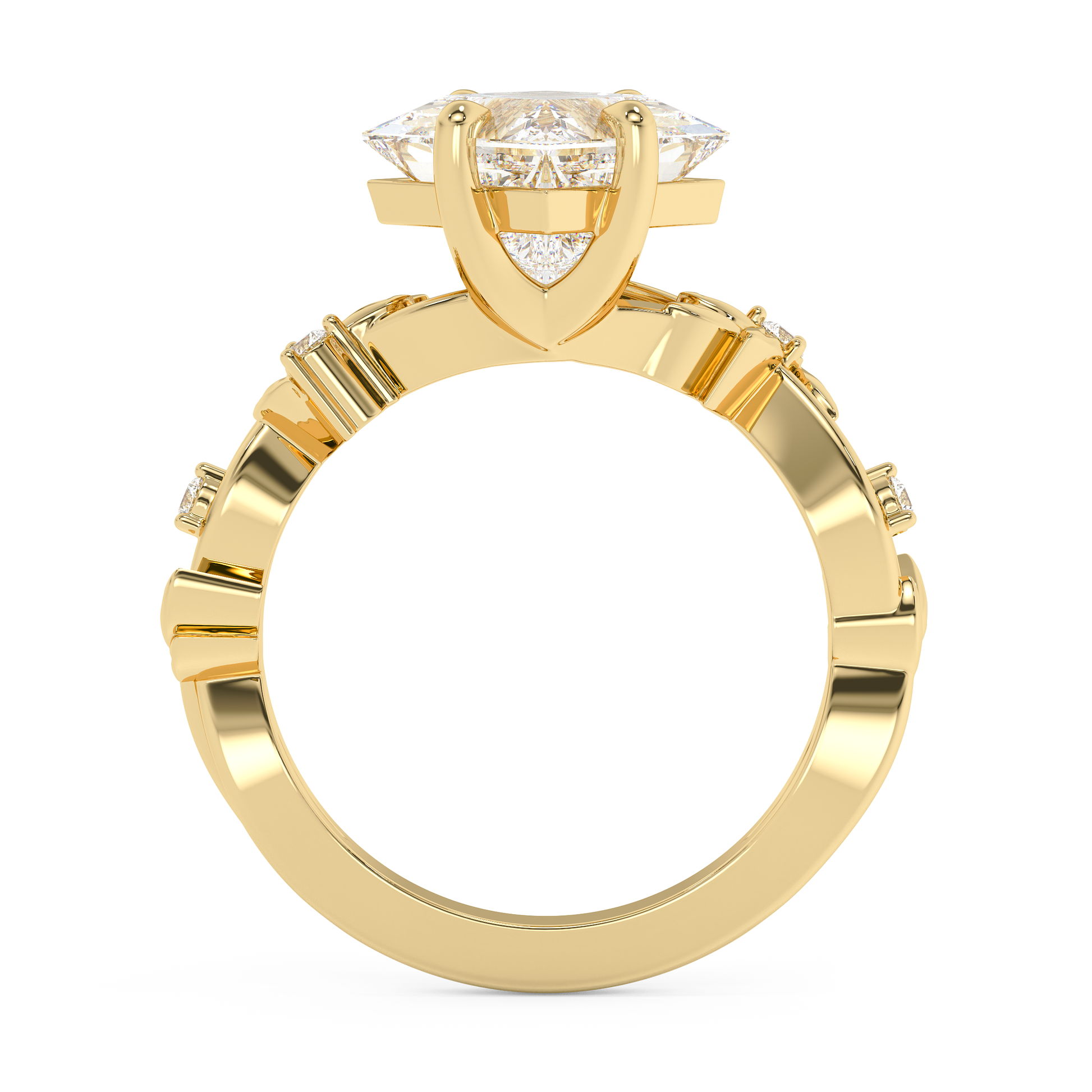Emerald Solitaire Lab Grown Diamond Engagement Ring