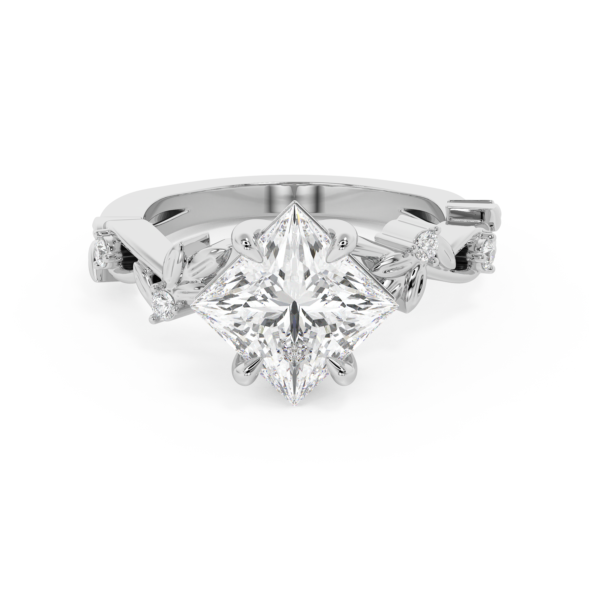 Emerald Solitaire Lab Grown Diamond Engagement Ring