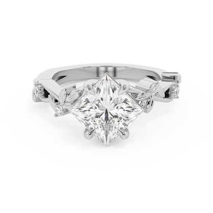 Emerald Solitaire Lab Grown Diamond Engagement Ring