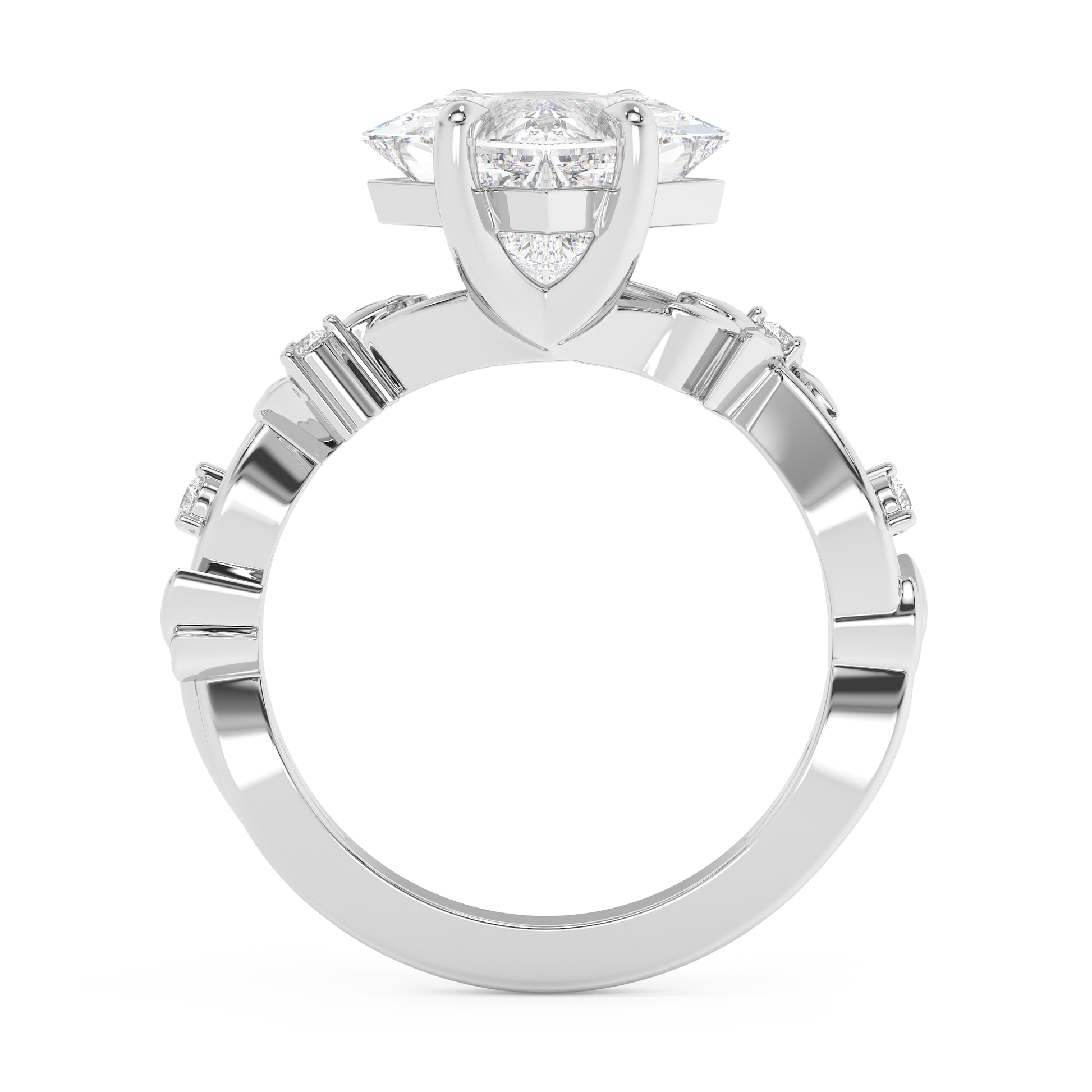 Emerald Solitaire Lab Grown Diamond Engagement Ring