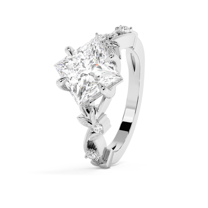 Emerald Solitaire Lab Grown Diamond Engagement Ring