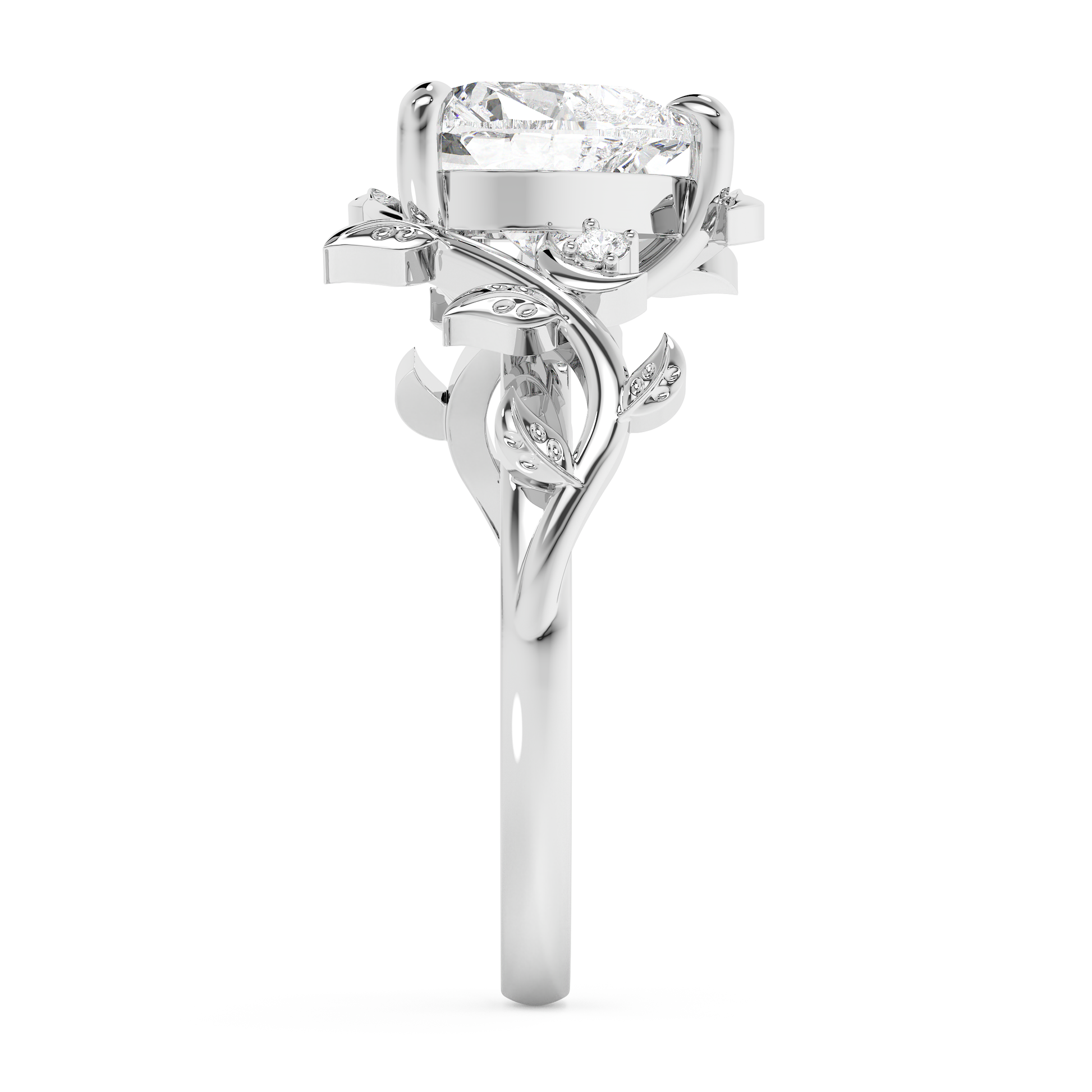 Emerald Solitaire Lab Grown Diamond Engagement Ring