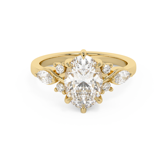 Emerald Solitaire Lab Grown Diamond Engagement Ring