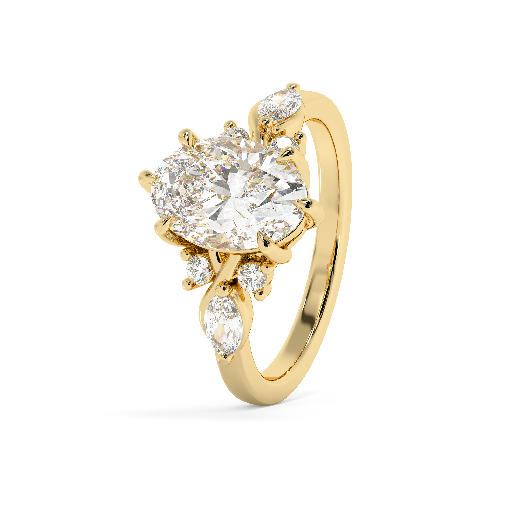 Emerald Solitaire Lab Grown Diamond Engagement Ring
