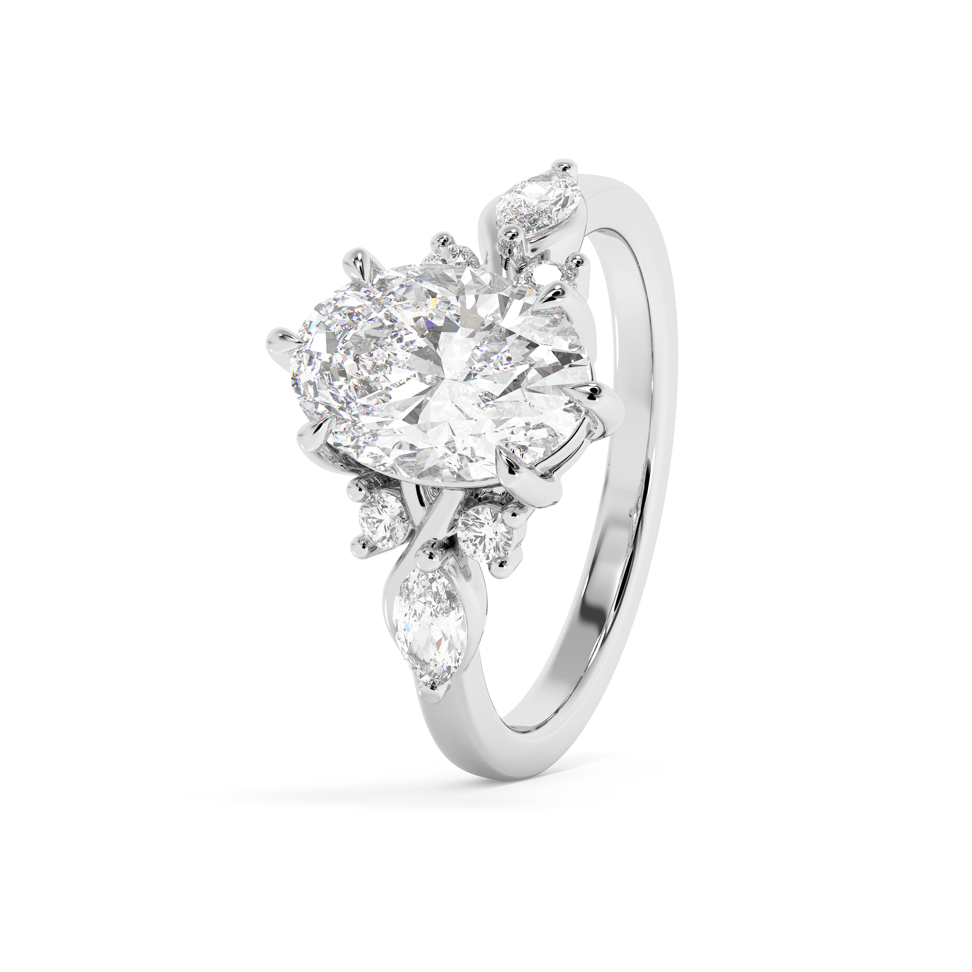 Emerald Solitaire Lab Grown Diamond Engagement Ring