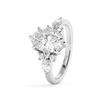 Emerald Solitaire Lab Grown Diamond Engagement Ring