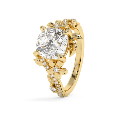 Emerald Solitaire Lab Grown Diamond Engagement Ring
