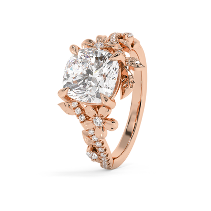 Emerald Solitaire Lab Grown Diamond Engagement Ring