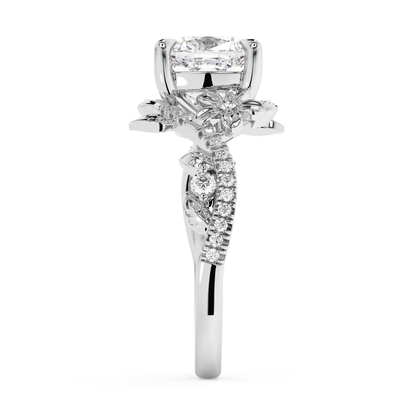 Emerald Solitaire Lab Grown Diamond Engagement Ring