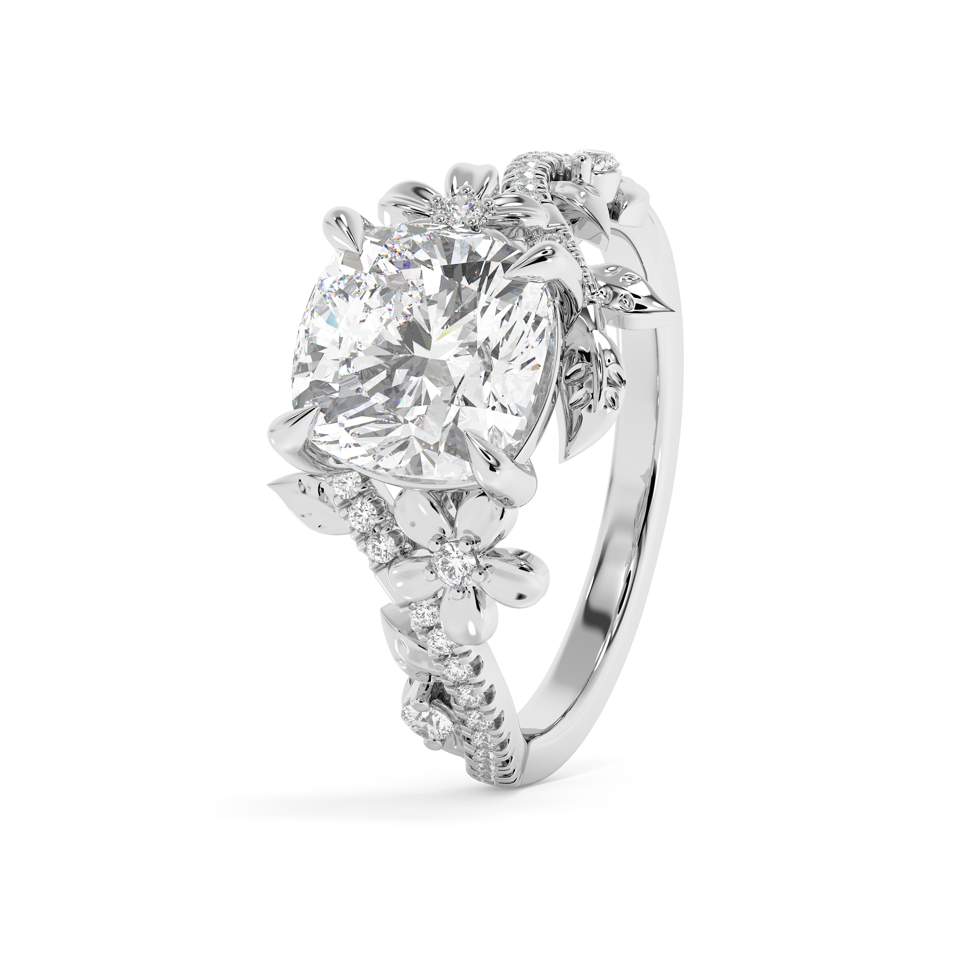 Emerald Solitaire Lab Grown Diamond Engagement Ring