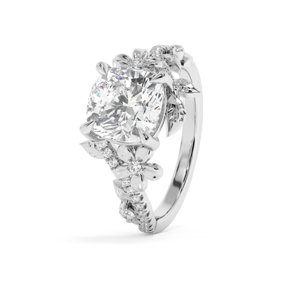 Emerald Solitaire Lab Grown Diamond Engagement Ring