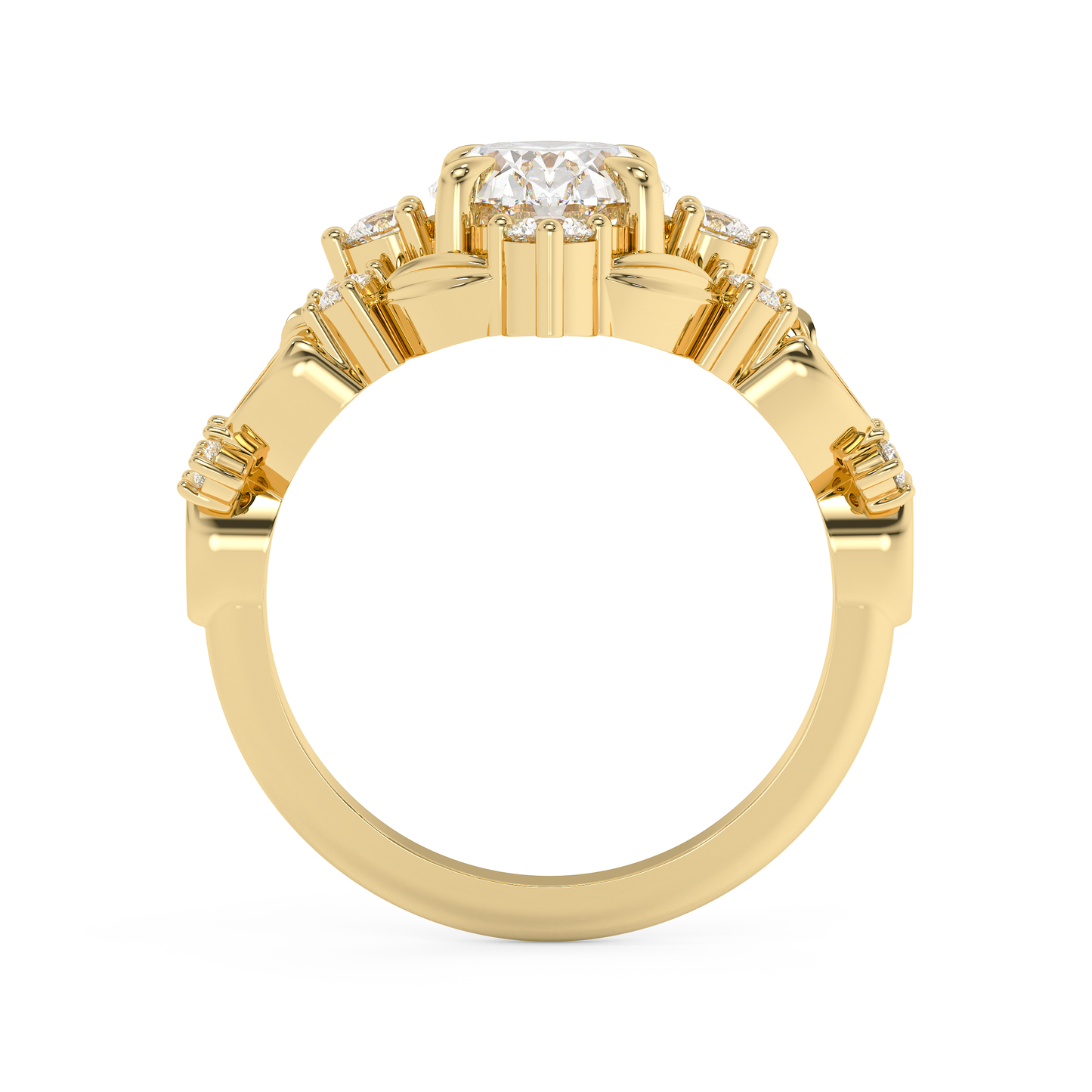 Emerald Solitaire Lab Grown Diamond Engagement Ring