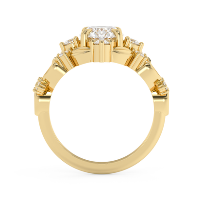 Emerald Solitaire Lab Grown Diamond Engagement Ring