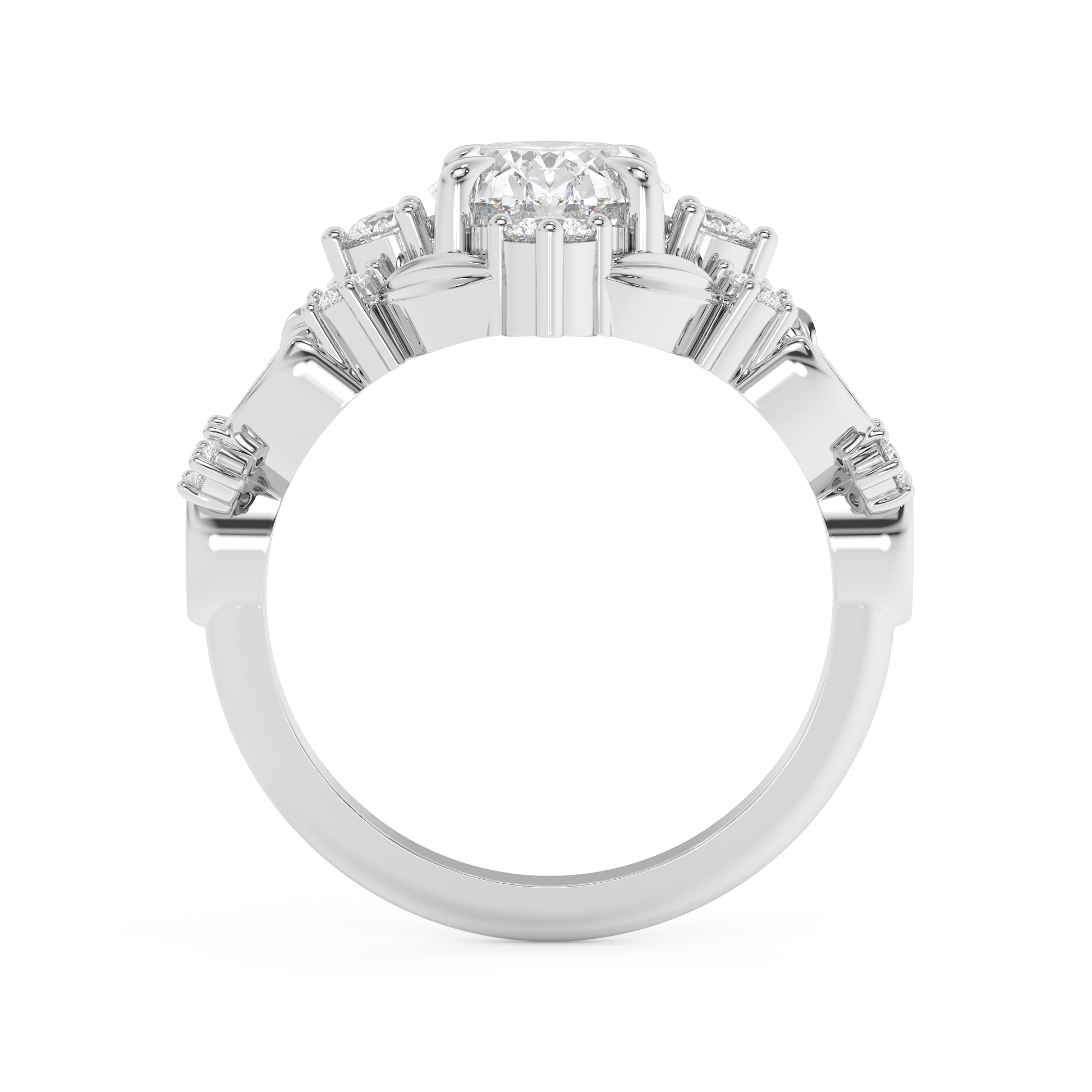 Emerald Solitaire Lab Grown Diamond Engagement Ring