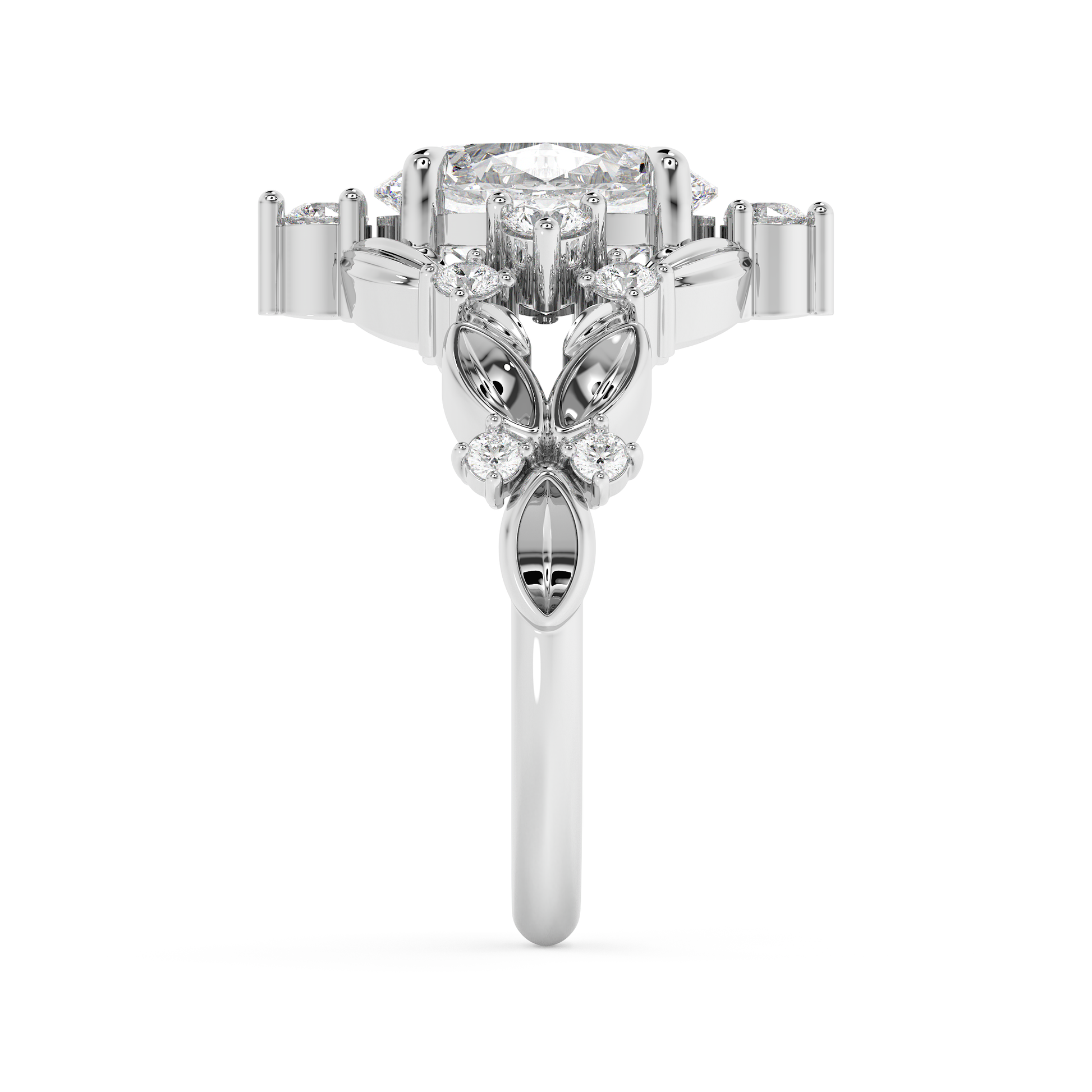Emerald Solitaire Lab Grown Diamond Engagement Ring