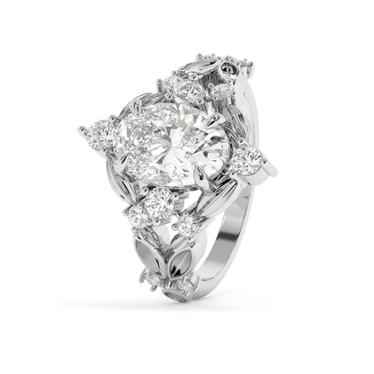 Emerald Solitaire Lab Grown Diamond Engagement Ring