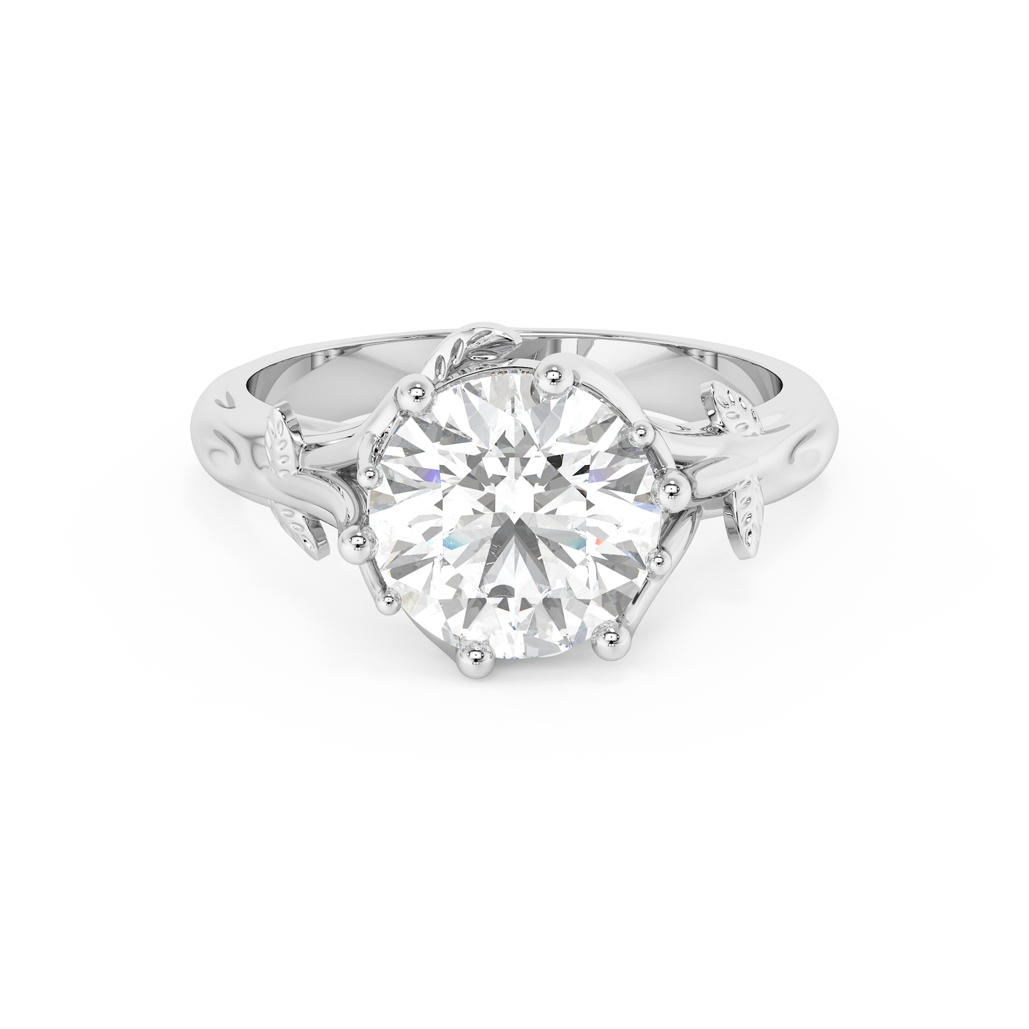 Emerald Solitaire Lab Grown Diamond Engagement Ring