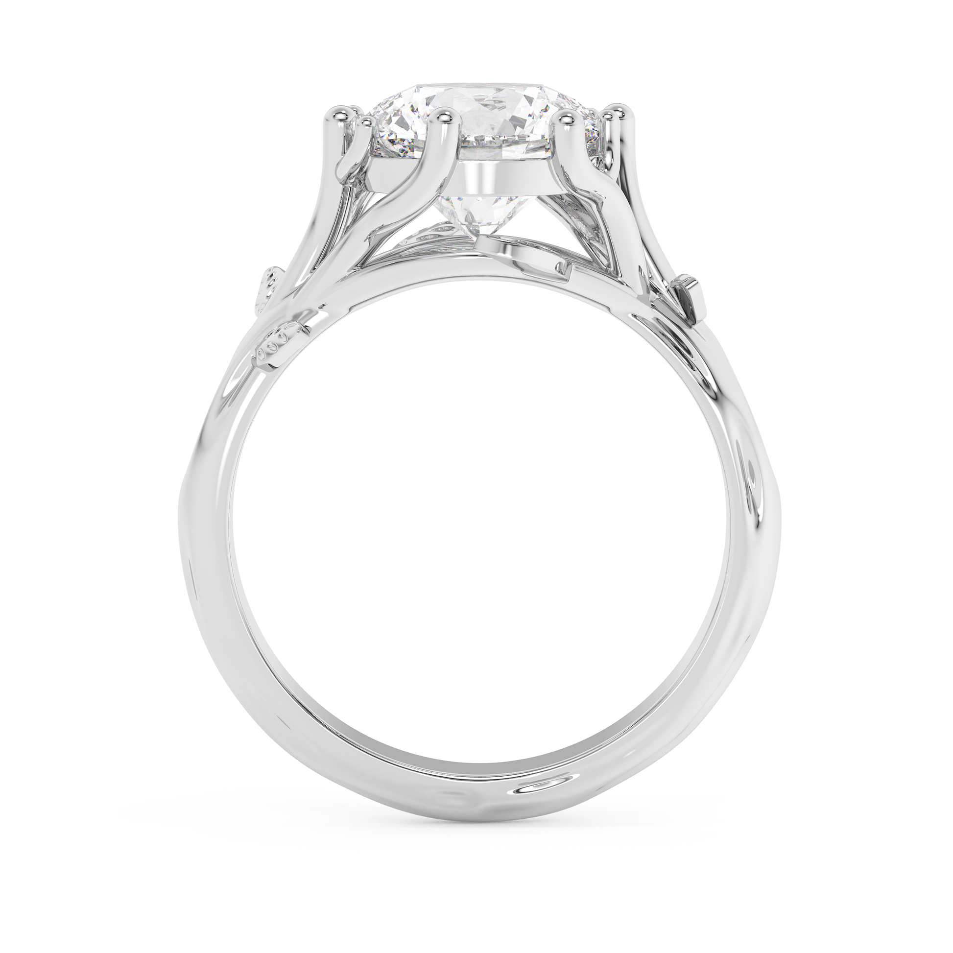 Emerald Solitaire Lab Grown Diamond Engagement Ring