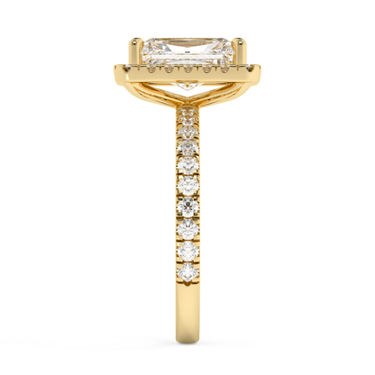 Emerald Solitaire Lab Grown Diamond Engagement Ring
