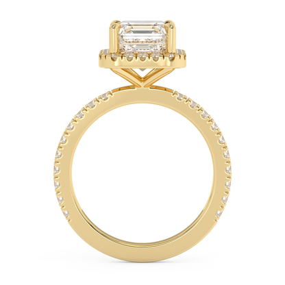 Emerald Solitaire Lab Grown Diamond Engagement Ring