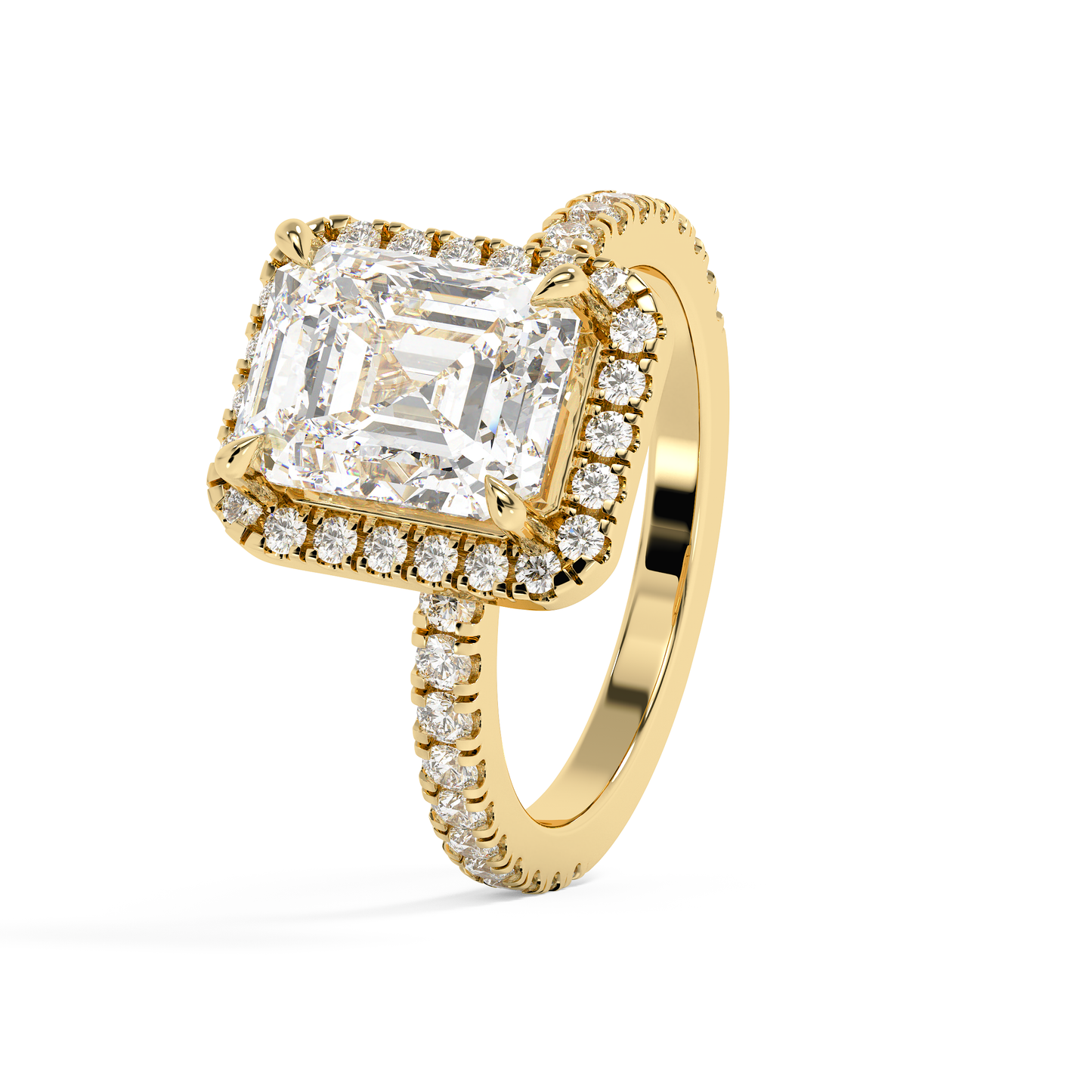 Emerald Solitaire Lab Grown Diamond Engagement Ring