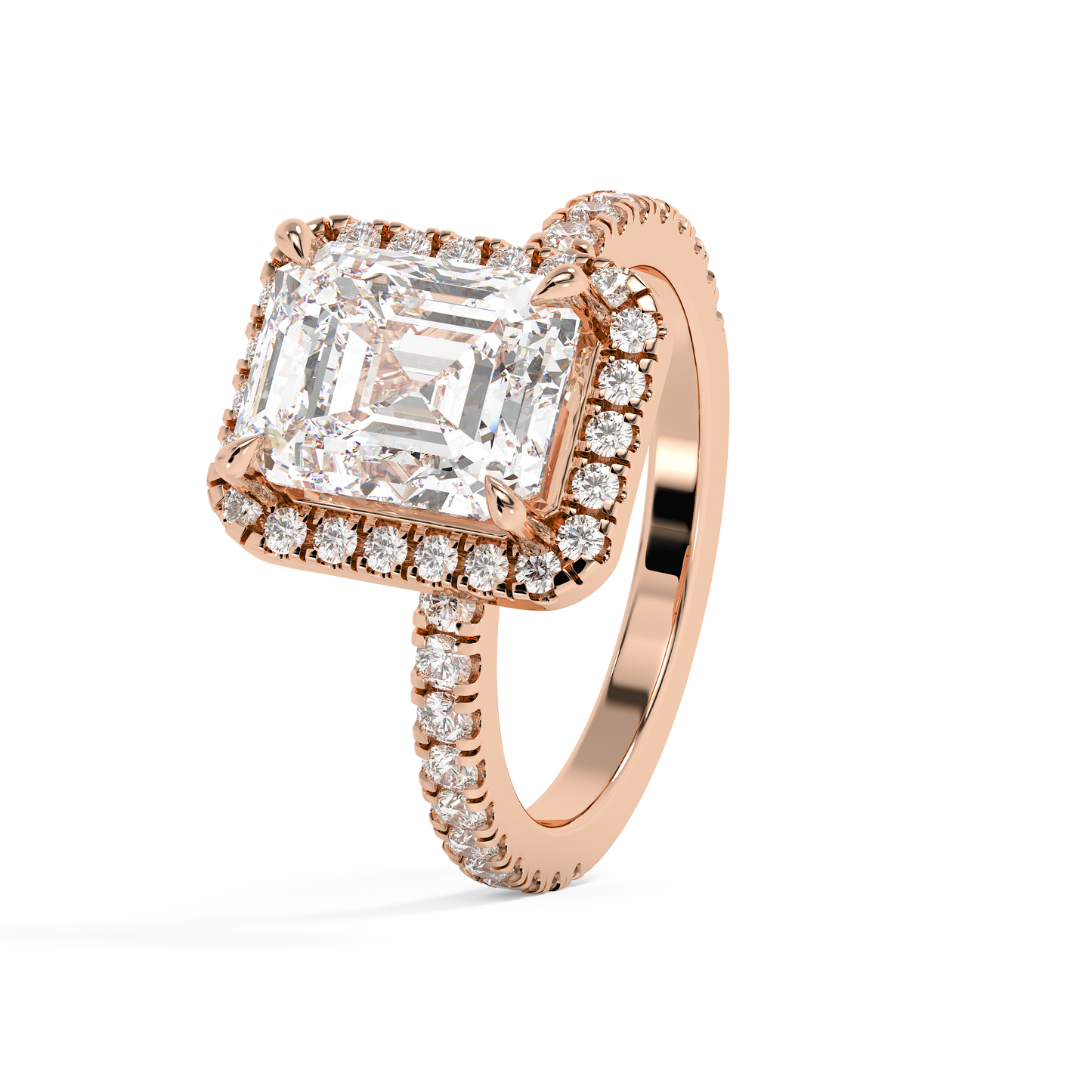 Emerald Solitaire Lab Grown Diamond Engagement Ring