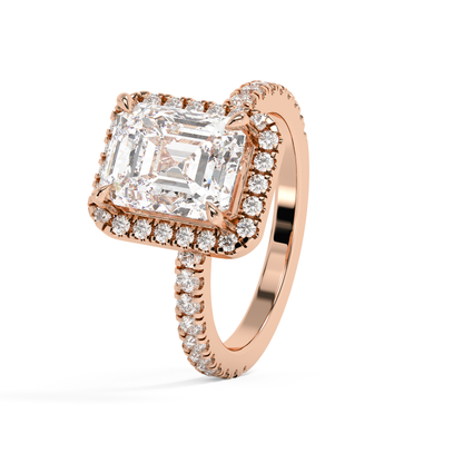 Emerald Solitaire Lab Grown Diamond Engagement Ring