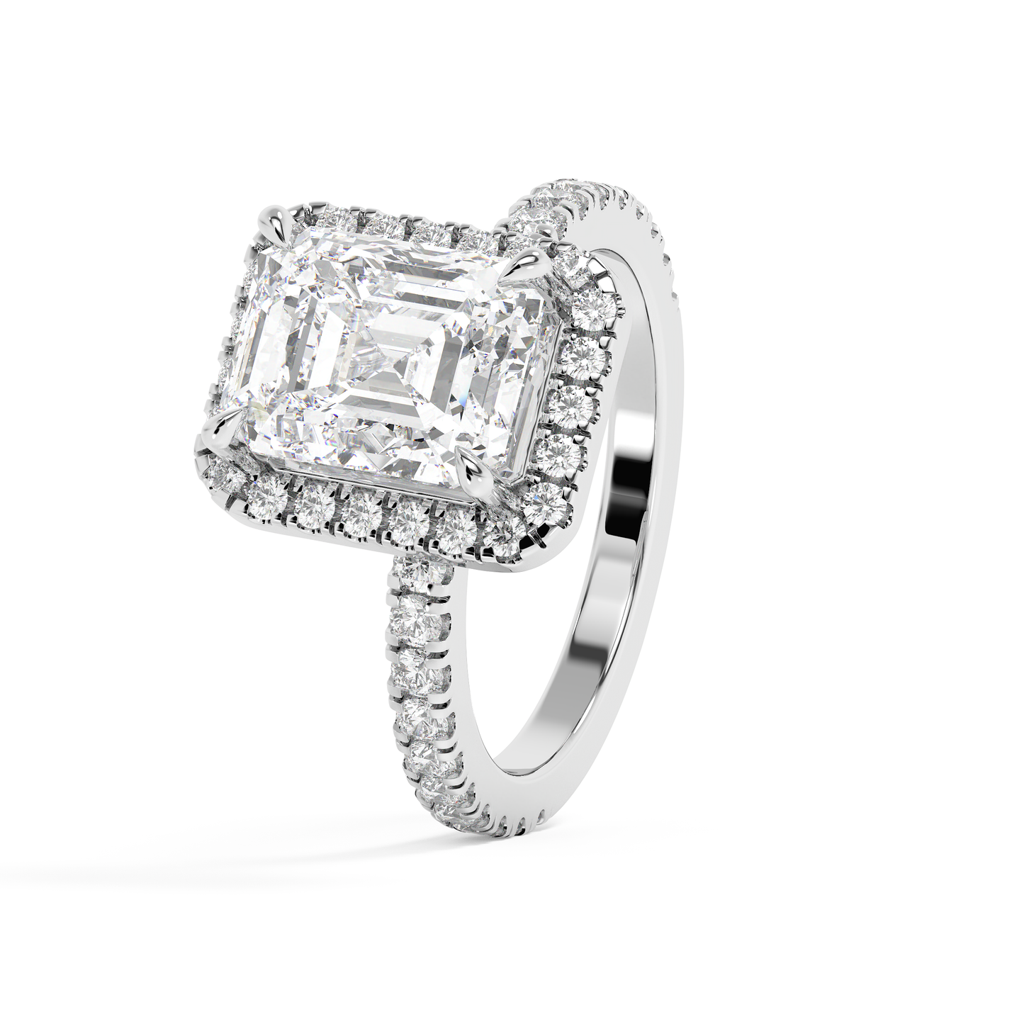 Emerald Solitaire Lab Grown Diamond Engagement Ring