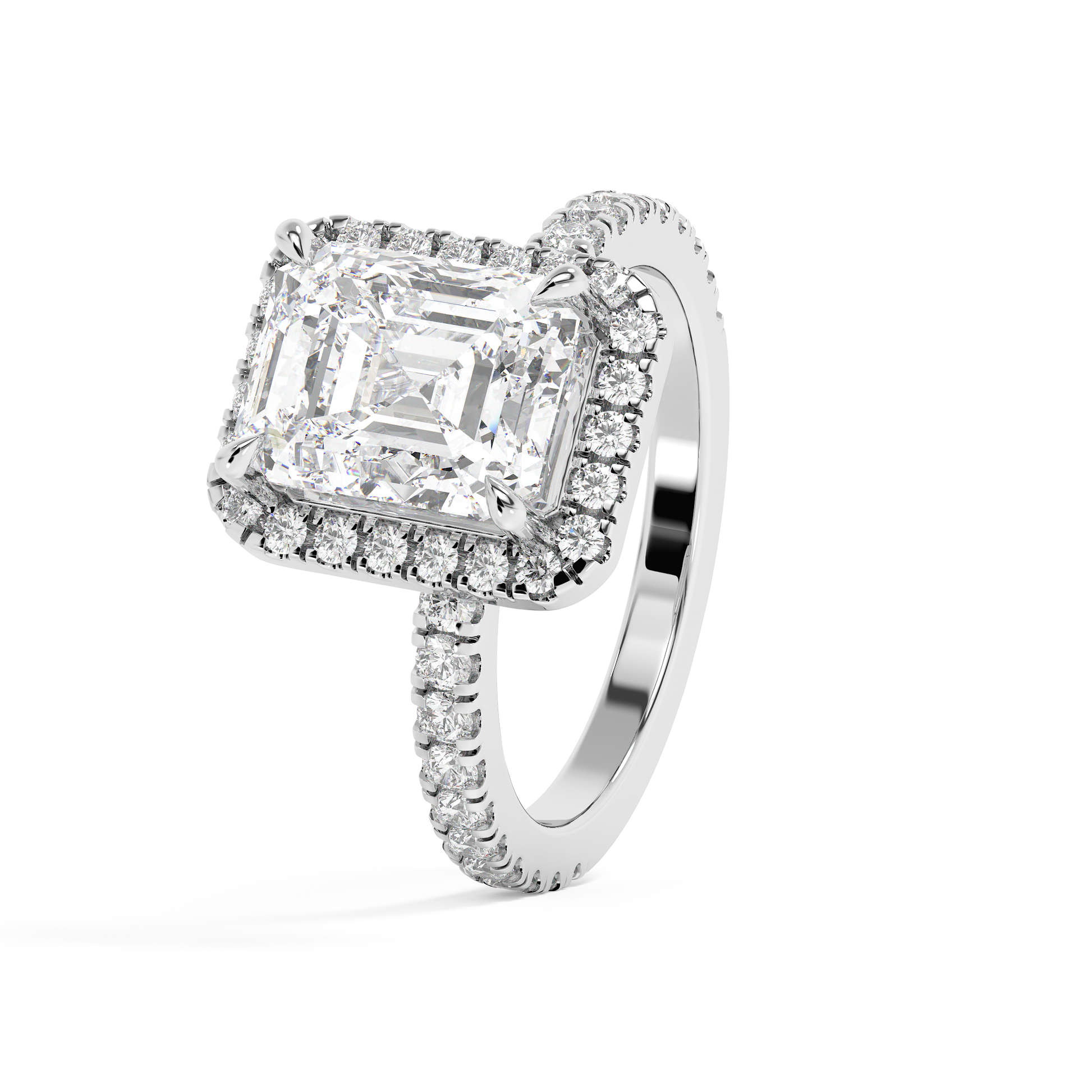 Emerald Solitaire Lab Grown Diamond Engagement Ring