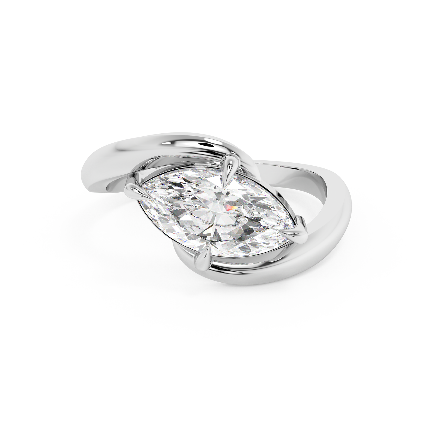 Emerald Solitaire Lab Grown Diamond Engagement Ring
