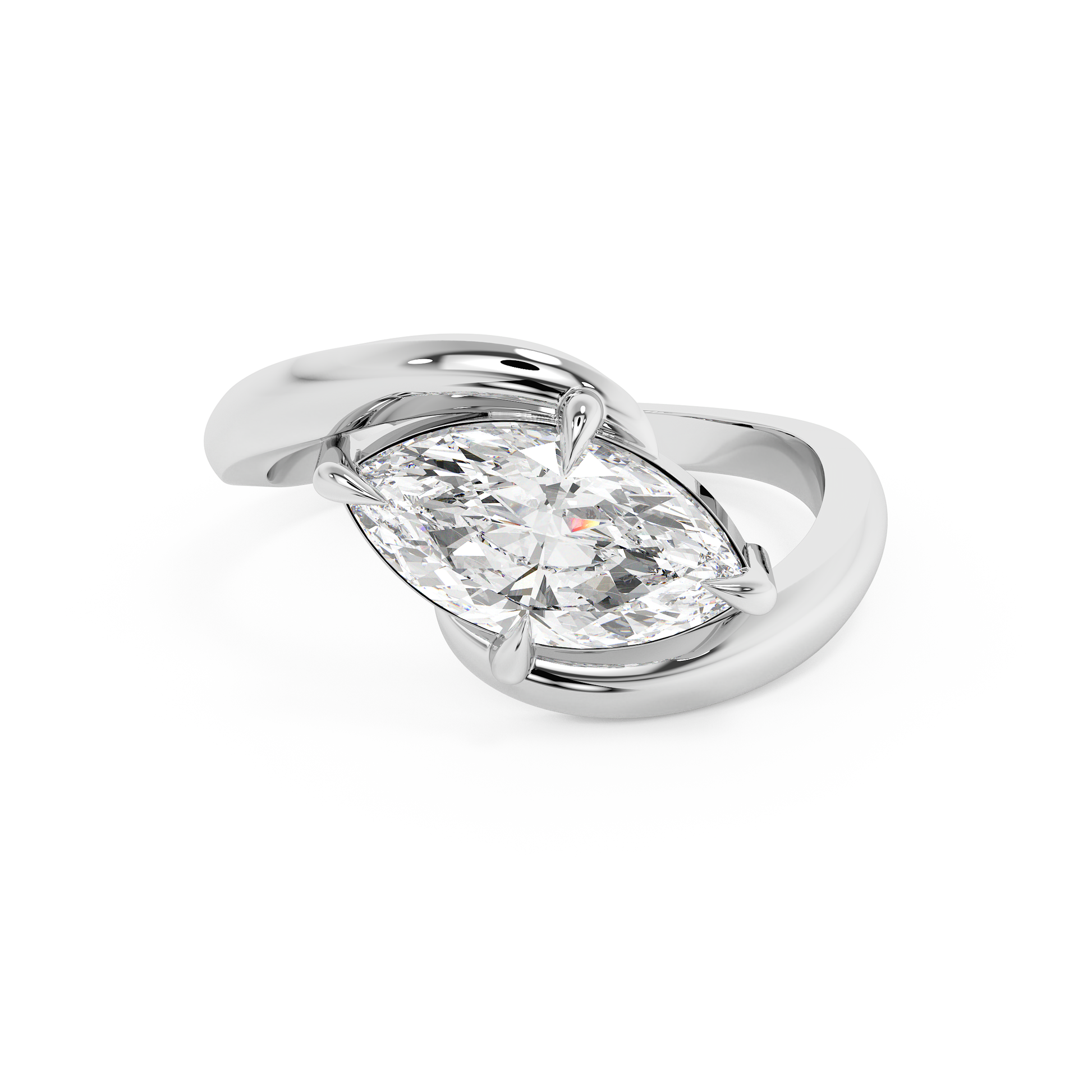 Emerald Solitaire Lab Grown Diamond Engagement Ring