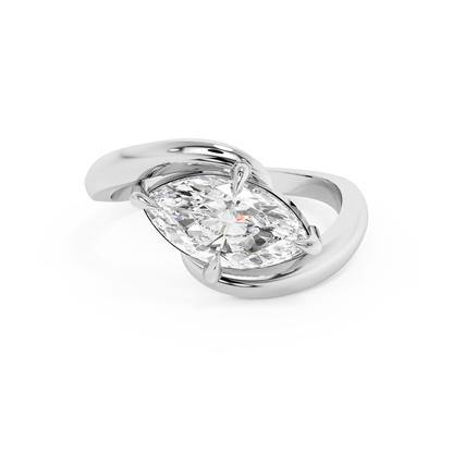 Emerald Solitaire Lab Grown Diamond Engagement Ring
