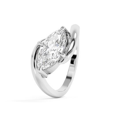 Emerald Solitaire Lab Grown Diamond Engagement Ring