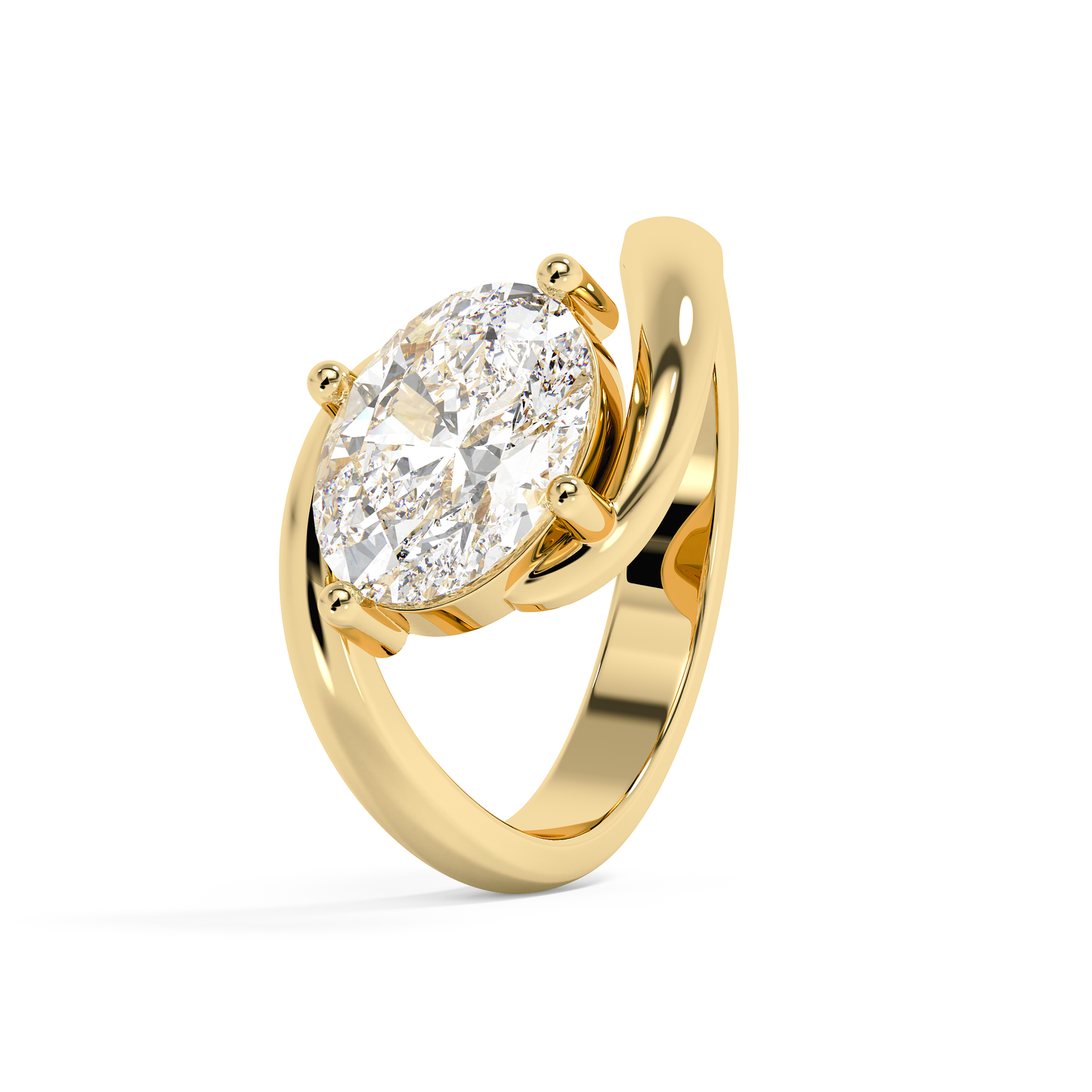 Emerald Solitaire Lab Grown Diamond Engagement Ring