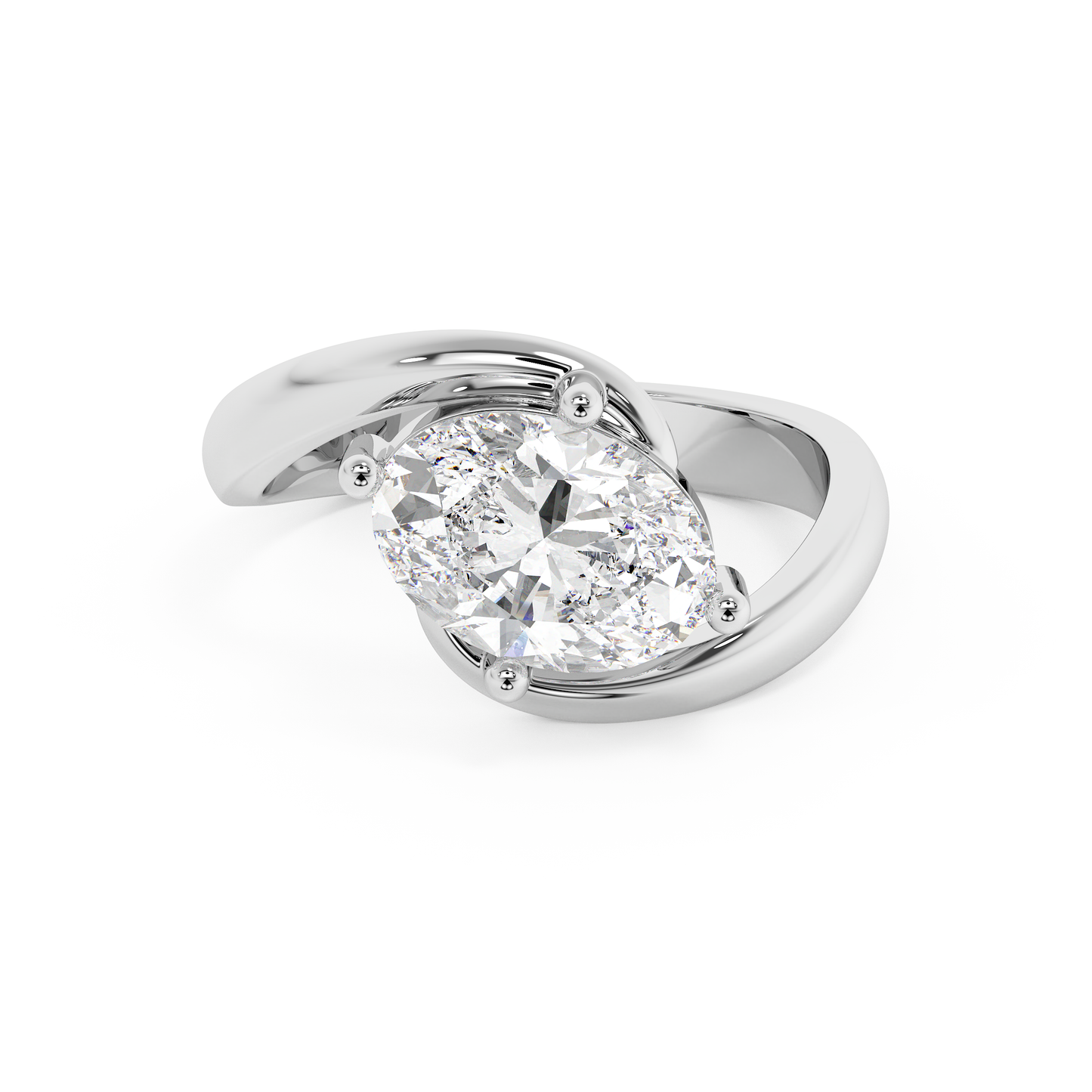 Emerald Solitaire Lab Grown Diamond Engagement Ring