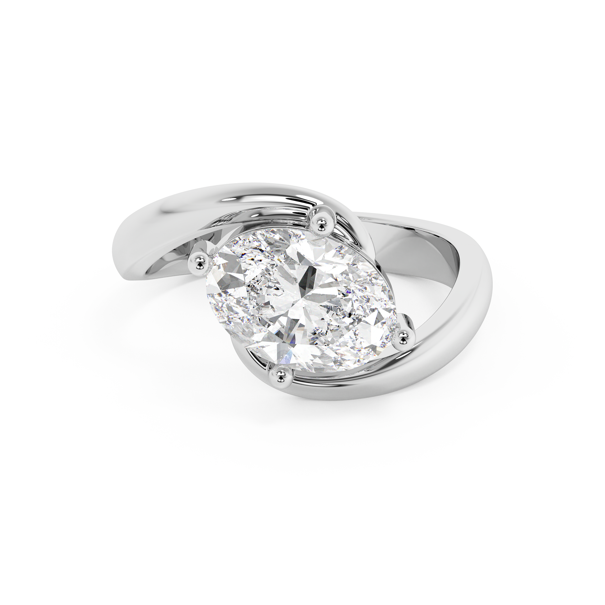 Emerald Solitaire Lab Grown Diamond Engagement Ring