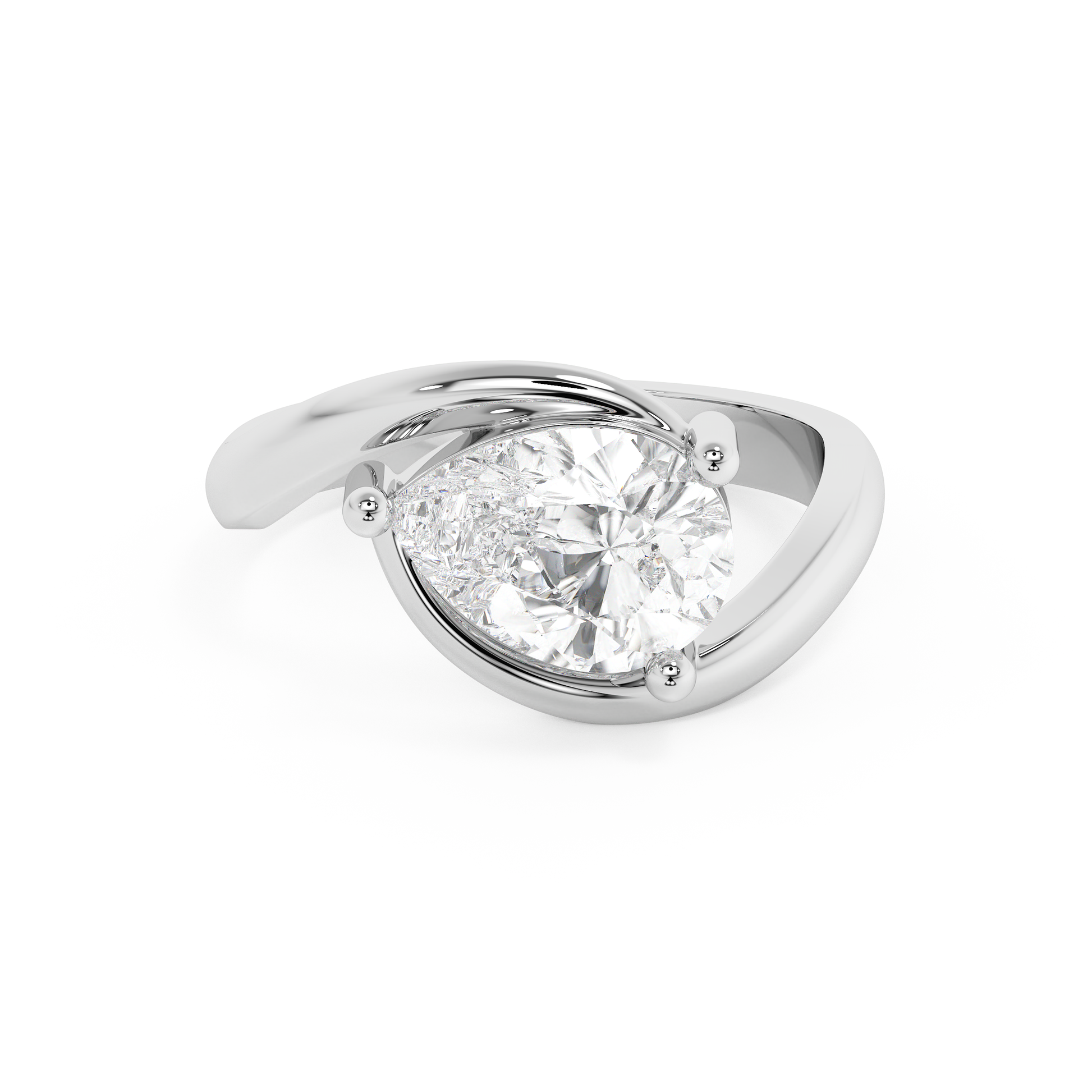 Emerald Solitaire Lab Grown Diamond Engagement Ring